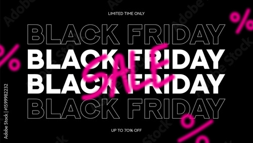 Trendy banner for Black Friday. Typography minimal text symbol for Black Friday sale with discount offer. Design template for Black Friday sale, promotion, advertising and social media ad.