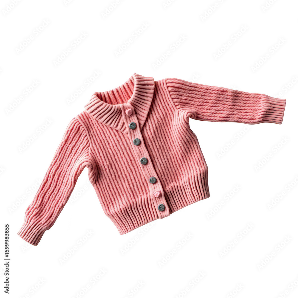 Fototapeta premium Pink ribbed knit cardigan for a child.