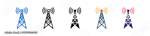 Radio Tower Multiple Style Icon Set Collection.  
