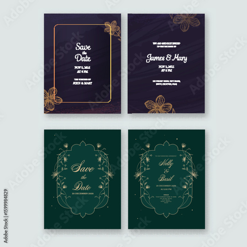 Wedding Invitation Cards with Double-Sides in Two Color Options.