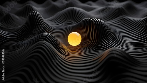 Abstract Geometric Composition with Glowing Sphere