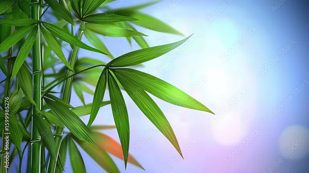 Obraz premium Vibrant Green Cannabis Leaves Against Blue Purple Grid Background
