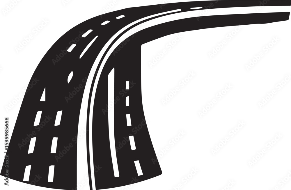 Naklejka premium Black and white illustration of highway