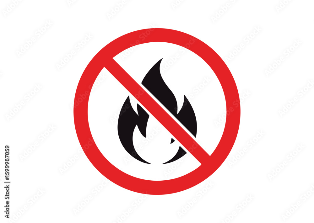 No Fire flame icon crossed in red circle Burn sign Vector No Fire flame icon crossed in red circle Burn sign Vector