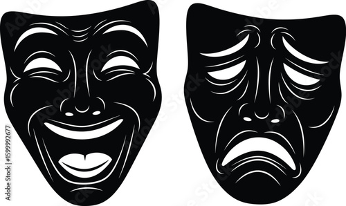 Comedy and Tragedy Theater Masks Symbolizing Dual Emotions and Performance Art