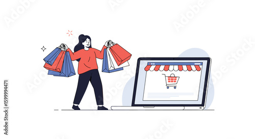 Online shopping experience bringing joy to consumers everywhere with various products delivered fast