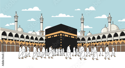 Pilgrims gather around the sacred kaaba in mecca for spiritual worship and devotion