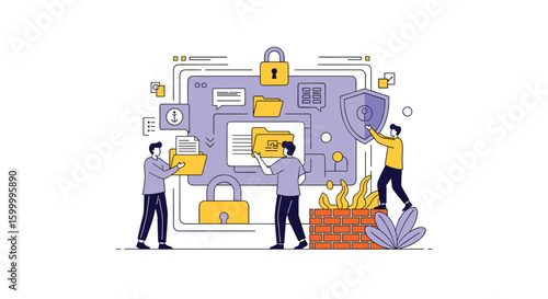 Digital security solutions protecting sensitive information from cyber threats through teamwork and data management