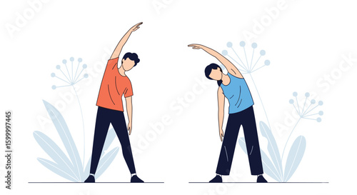 People exercising outdoors stretching their bodies to stay healthy and active