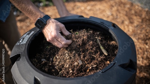 Wallpaper Mural Person adding compost to a bin Torontodigital.ca