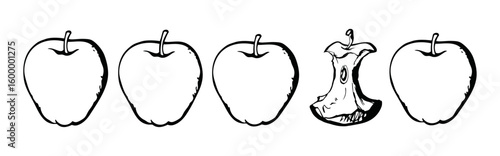 Big tasty apples. Vector drawing