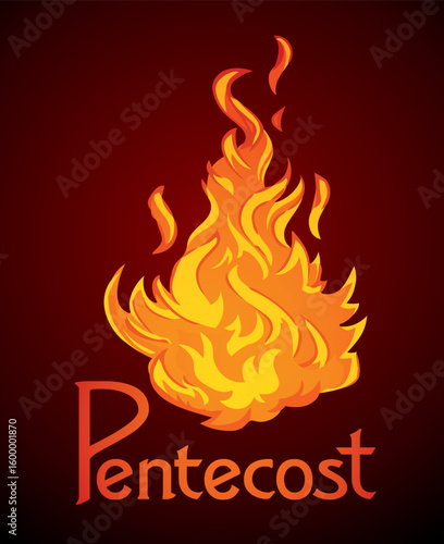 Pentecost sunday. Baptism with the Holy Spirit. Vector drawing icon