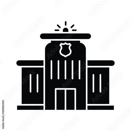 Police station building icon black silhouette law enforcement headquarters security safety justice