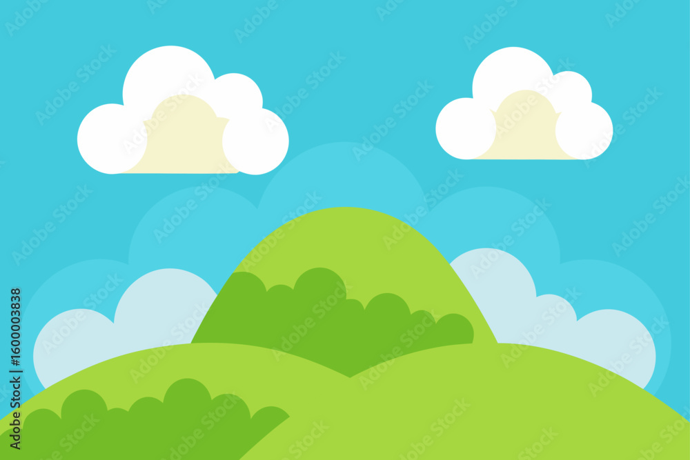 cartoon hills with fluffy clouds cartoon hills with fluffy clouds