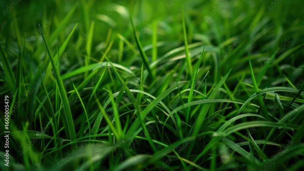 A macro shot of thick green blades of grass, ideal for decoration or design purposes A macro shot of thick green blades of grass, ideal for decoration or design purposes