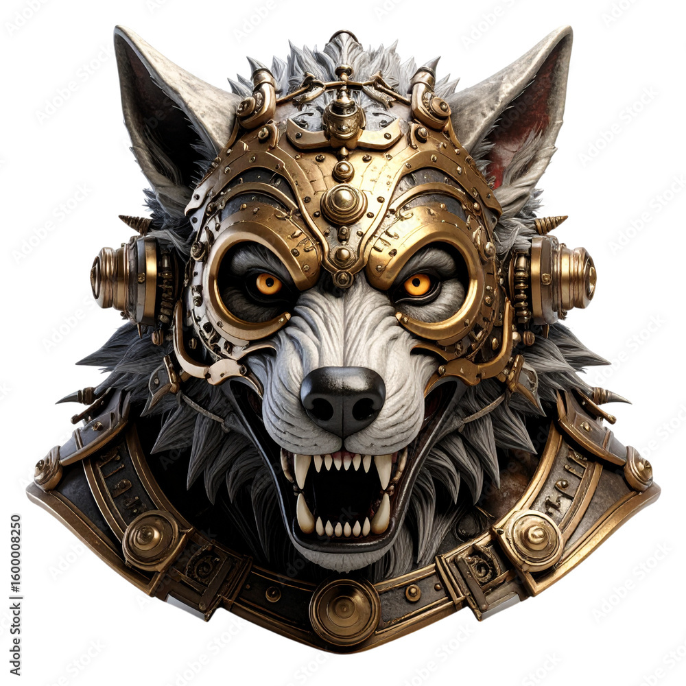 Naklejka premium there is a close up of a mask with a wolf ' s head