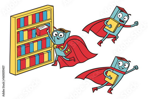 Cartoon Book Superhero Library