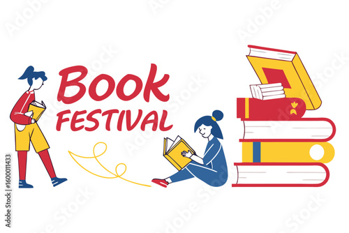 Flat Design Book Festival Banner