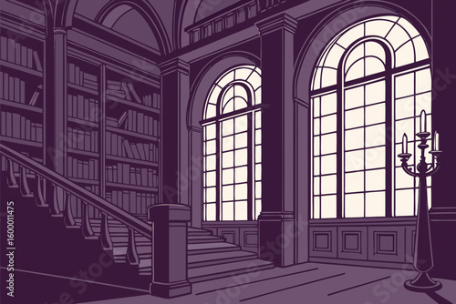 Gothic Book Library at Night