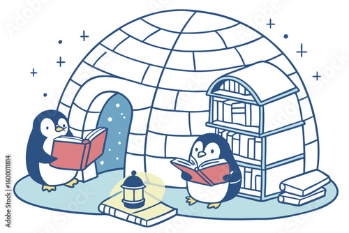 Isometric Book Library Scene
