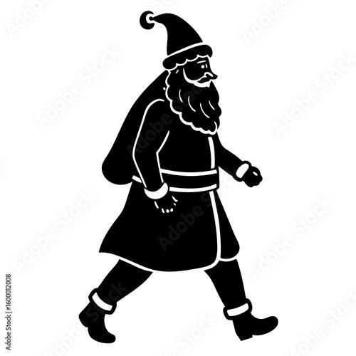 Walking Santa Claus Graphic vector illustration
