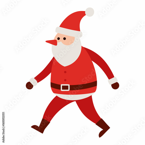 Walking Santa on a White Background vector illustration