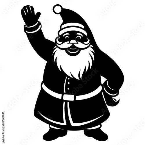 Santa Claus in Waving Pose on White Background vector illustration