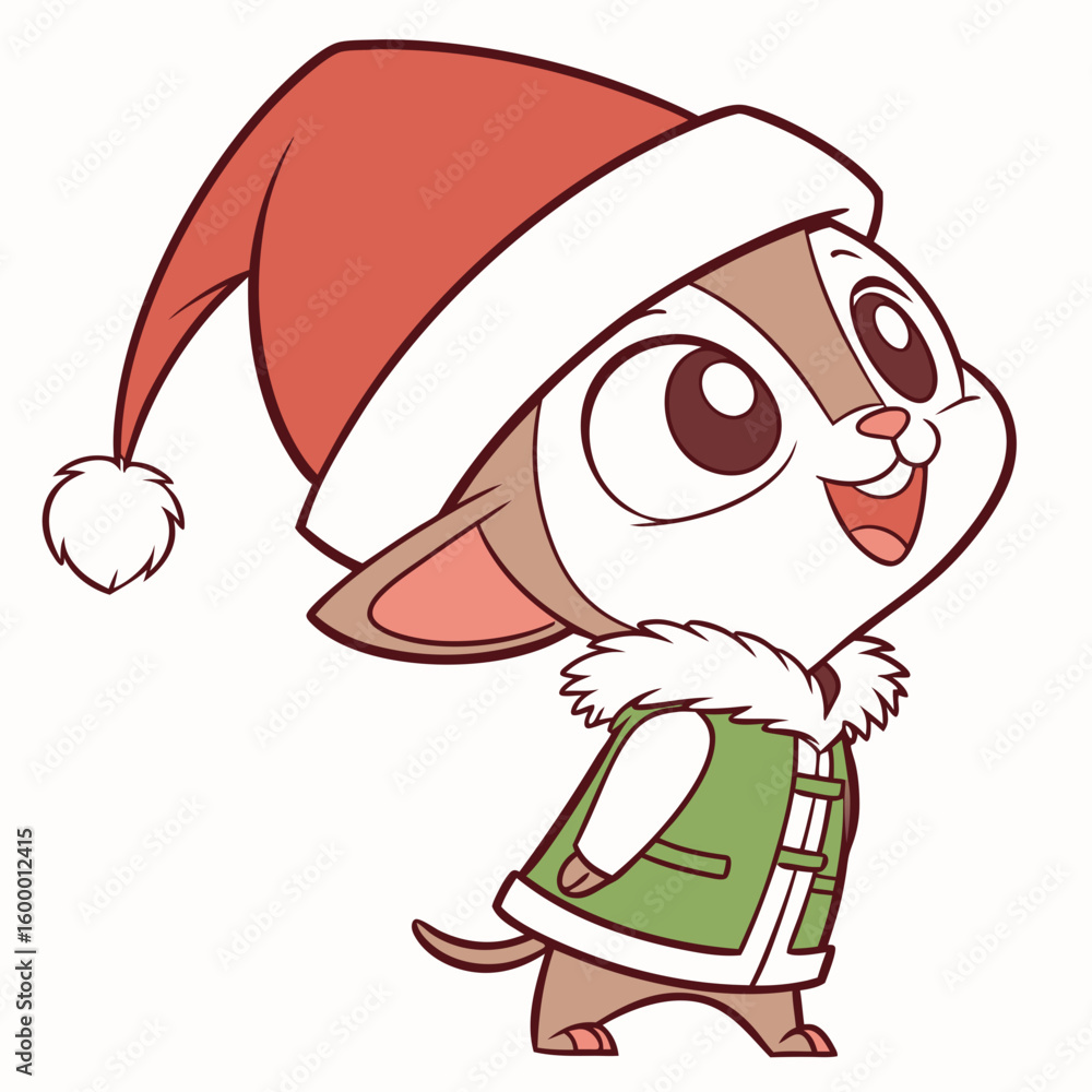 Obraz premium Adorable Chibi Style Christmas Character on White Background vector illustration