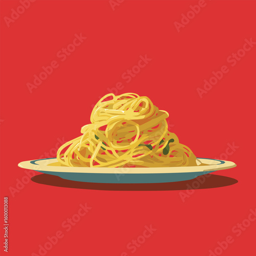 Vector illustration of Italian pasta with tomato for wall poster