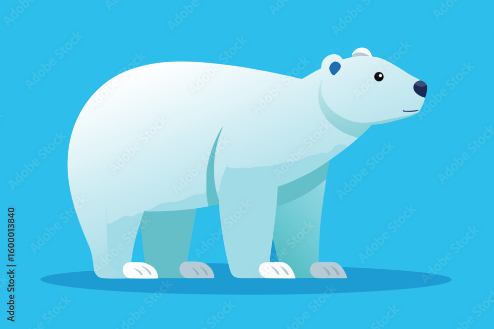 Fototapeta premium Simple Cartoon Illustration of a Polar Bear on a Blue Background
