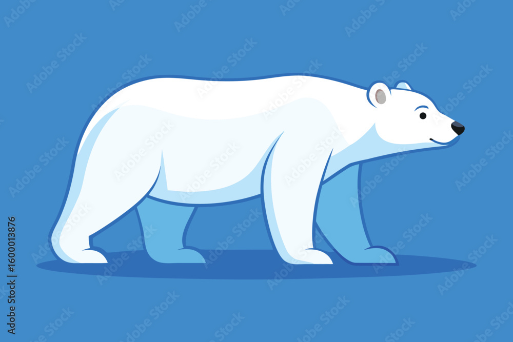 Fototapeta premium Cartoon Polar Bear Illustration on Blue Background for Children s Book or Website