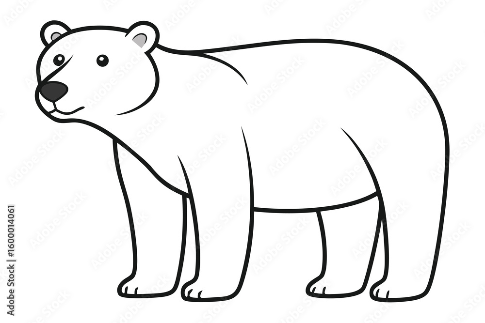Fototapeta premium Simple Polar Bear Outline Illustration for Coloring or Educational Use