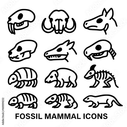 set of vector animals fossils set