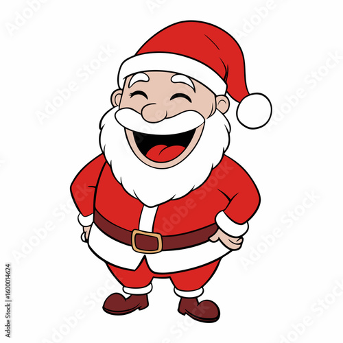 Santa Claus in Laughing Pose on White Background vector illustration