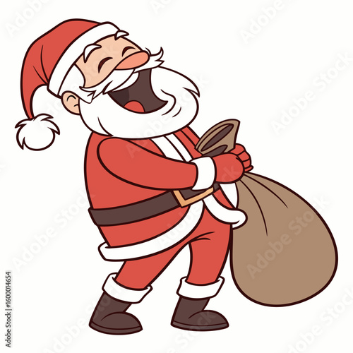 Happy Santa Claus Laughing on a White Background vector illustration