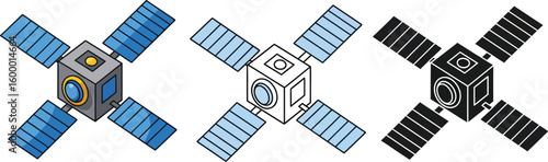 Satellite vector illustration space technology communication satellite icon graphic design art 100