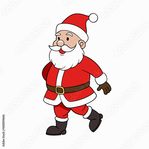 Santa Claus in Walking Pose on White Background vector illustration
