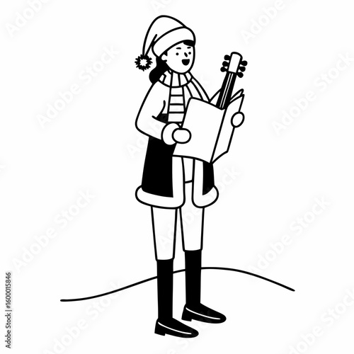 Christmas Caroler on White Background vector illustration