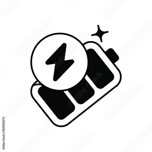 fast charger glyph icon with white background vector stock illustration