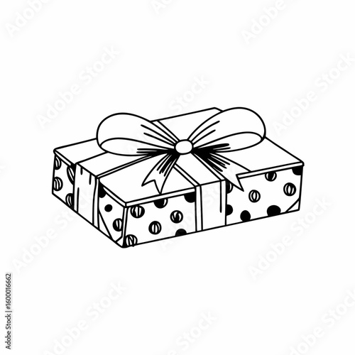 Gift Box with Ribbon and Bow on White Background vector illustration