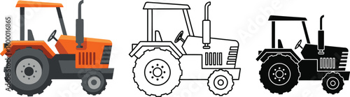 Tractor vector set agricultural machinery farming equipment farm vehicle isolated on white background