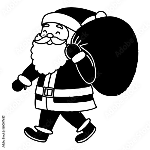 Santa Claus in Walking Pose on White Background vector illustration