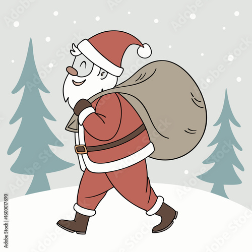 Santa Claus in a Walking Pose vector illustration