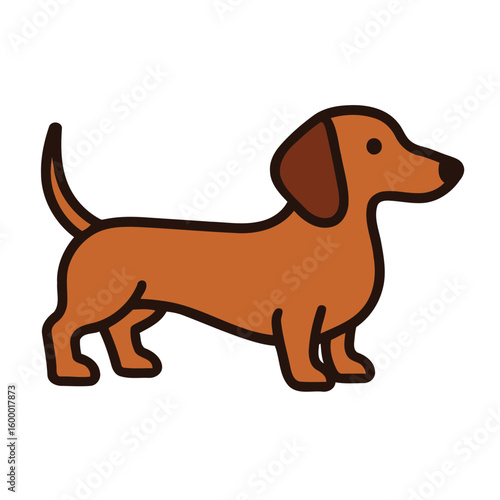 Adorable brown dachshund illustration in a minimalist style. Cute sausage dog icon representing a beloved canine pet.