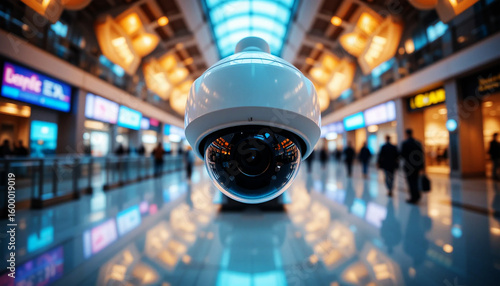 High-Resolution Dome CCTV Security Camera in Modern Commercial Building