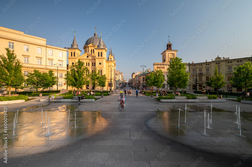 Naklejka premium The city of Łódź - view of Freedom Square. Lodz, Poland.