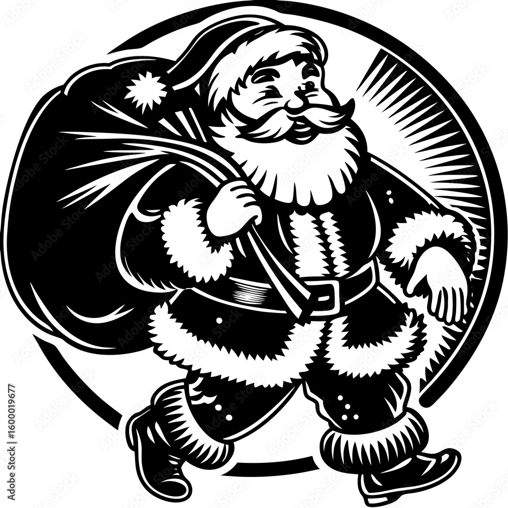 Obraz premium Santa Claus in a Walking Pose vector illustration