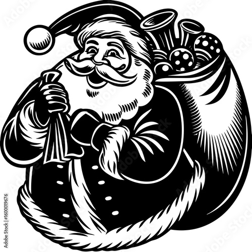 Jolly Santa Claus Laughing on a White Background vector illustration