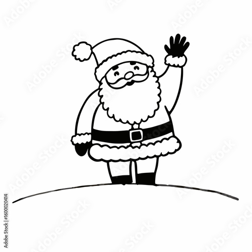 Santa Claus Waving Cheerfully on White Background vector illustration