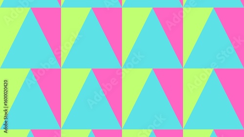 Seamless geometric pattern featuring alternating pastel cyan, pink, and lime green triangles forming a retro tile design